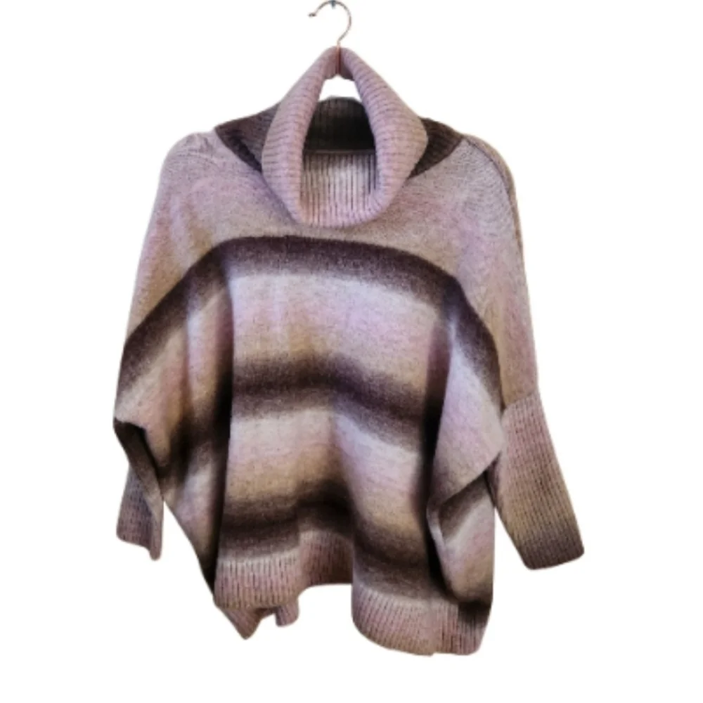 Loft Ombre Turtleneck Poncho Sweater Size L